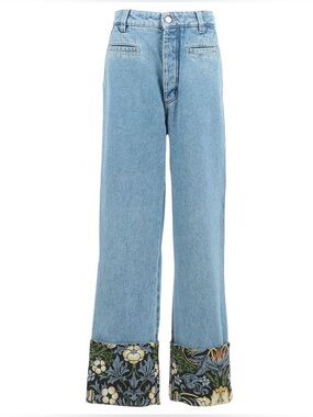 LOEWE Authentic Fisherman Denim Jeans Pants in Strawberry Thief